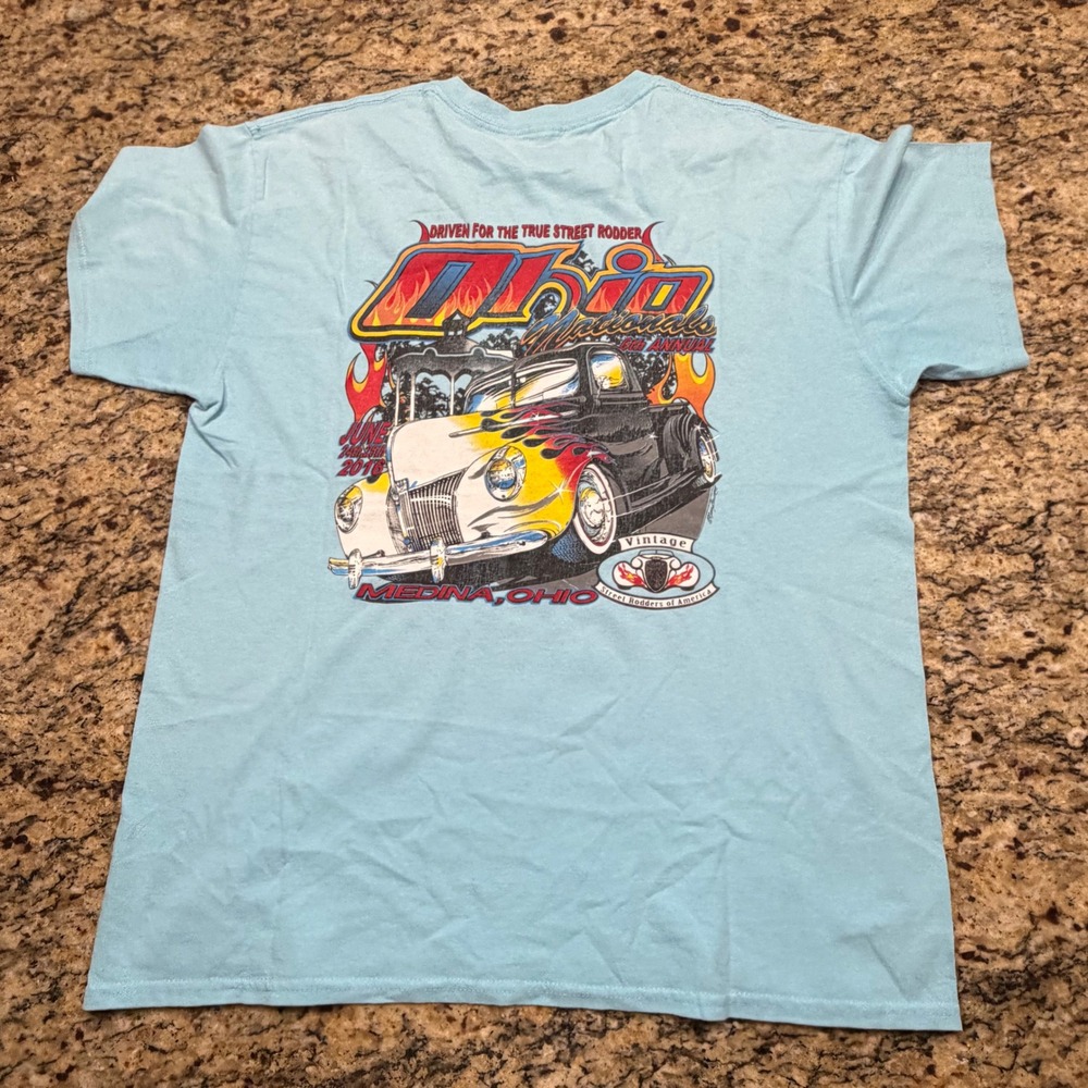Ohio Nationals 6th Annual 2016 Medina Street Rodder Hot Rod T-Shirt Blue v